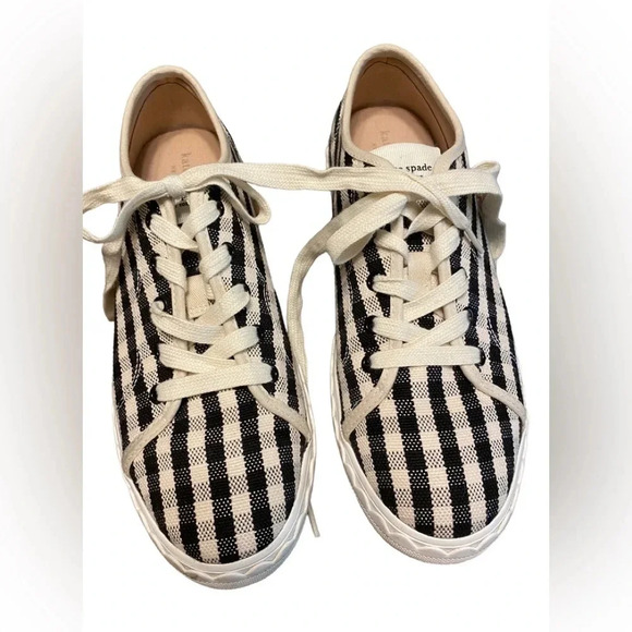 Kate Spade Vale Sneakers- Gingham in Black and Cream - Picture 3 of 9